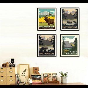 Rocky Mountains Rockies National Parks Prints Wall Decor Set of 4 Prints